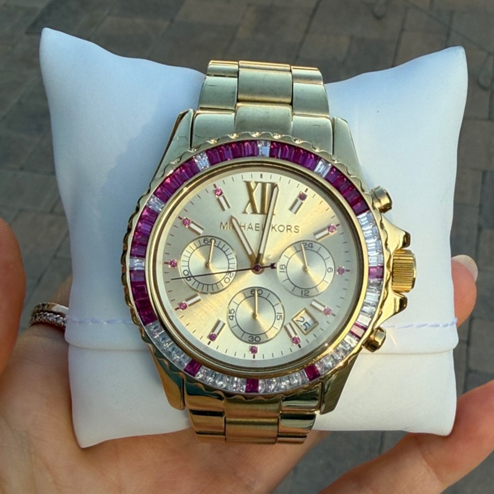 Michael Kors Gold Watch with Purple Accents